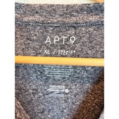 Apt 9 Premier Flex Mens XL Henley Shirt Long Sleeve Gray Heathered Cotton Blend