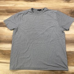 Vince T-Shirt Mens XXL Striped Cotton Blend Minimalist Quiet Luxury Grey White
