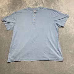L.L. Bean T Shirt Mens XL Blue Cotton Henley Neck Casual Summer Traditional Fit