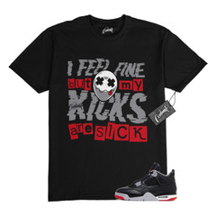 4 Bred Reimagined Black Cement Grey Varsity Red Summit White T Shirt Match SICK