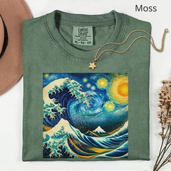 Comfort Tee Starry Night Wave Shirt Soft Cotton Graphic