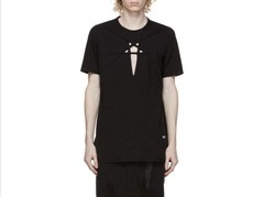 Rick Owens Drkshdw Black Star Cut-Out Jersey Level Drop Logo Strap T-Shirt Top L