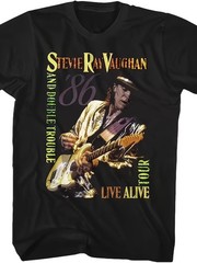 Classic Music by Stevie Ray Vaughan Live Performance Tour Black Adult T-Shirt