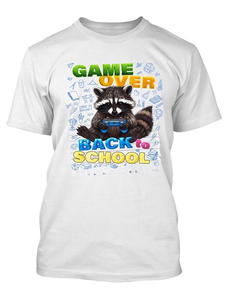 Raccoon Back to School Graphic Tall Tee Shirt Pro Club Shaka Gamer Teacher Funny