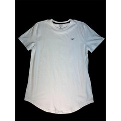 HOLLISTER MEN’S SCOLLOPED HEM WHITE TEE SHIRT SIZE MEDIUM