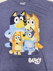 Bluey & Friends Family Bandit Chili Bingo T-shirt Blue Cotton Poly Adult XL
