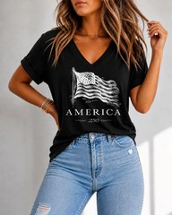 Christian America 250th Anniversary Shirt, V-Neck 4th Of July Shirt