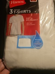 3 Pack Hanes Men’s Crew Neck, Tagless T-Shirts White Size M Brand New