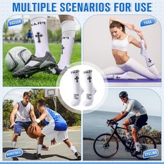 4 Pairs Christian Cross Socks Cross Grip Soccer Sock Anti Slip with Bible Ver…