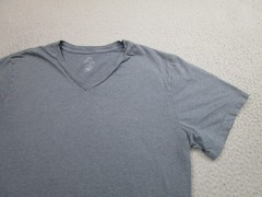 SKU Shirt Mens Large Gray V-Neck Short Sleeve Soft 100% Organic Cotton Made USA