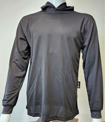 Black Long Sleeve Safety Shirt With Hoodie, Quick Dry Polyester Birdeye mesh