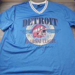 Detroit Blue Mesh Jersey T-Shirt 2XL Vintage Style Graphic Distressed Sporty