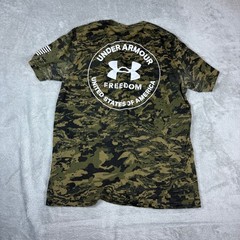 Under Armour Shirt Men Large Freedom Digital Camo Tiger Stripe Green USA Logo