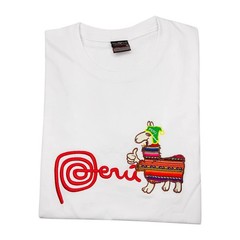 NEW PERU LLAMA ALPACA PERUVIAN PATRIOTIC EMBROIDERY MEN’S SHORT SLEEVE T-SHIRT M