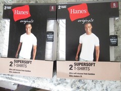 Hanes White T Shirts Sz Small Tagless 4 Total Softest Supersoft Slim Modern Fit