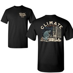 Climate Control Worker T-Shirt, 2 Sides Graphic with HVAC Technician Repair Scen