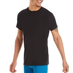 6 Pack Mens 75% Cotton Moisture-Wicking Crew Tee Undershirts,XL Black/Grey/Blue