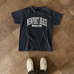 Newport Beach California Souvenir Beach, Aesthetic, Retro Navy Blue Tee
