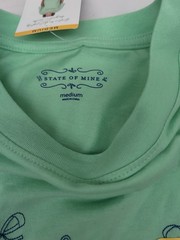 State of Mine Indiana Embroidered Short Sleeve T-Shirt Mint Green Size Med AM6