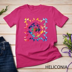 Tie Dye Geometric Shapes Pattern Quilt Block Art – Scandi Folk Unisex T-shirt