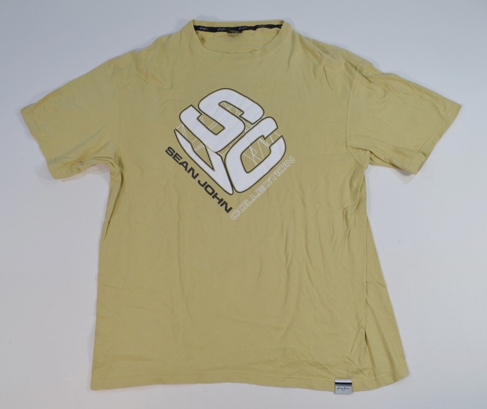 Sean John Collection Puff P Diddy Daddy T Shirt Y2K Sean Combs Men’s XL Gold