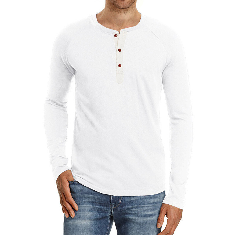 Zonbailon men’s T-shirt solid color crew neck breathable base shirt long sleeve