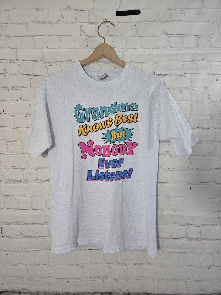 90s Vtg cal cru t shirt Single Stitch Funny GRANDMA KNOWS BEST adult Lg