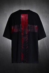 ByTheR ProjectR Mens Black White Cross Hand Painted Graphic T-Shirt Loose Fit