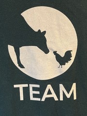“Farm Sanctuary Team” Hanes Unisex Ecosmart T Shirt Large Green & White