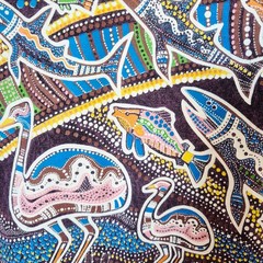 Vintage Gooses Aboriginal Art Animal Australia T-Shirt Cotton Acid-Purple Sz.M