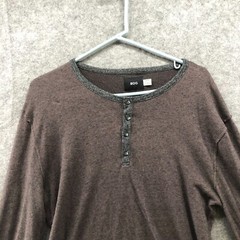 BDG Long Sleeve Henley T Shirt Mens M Brown Waffle Knit Lightweight Cotton Blend