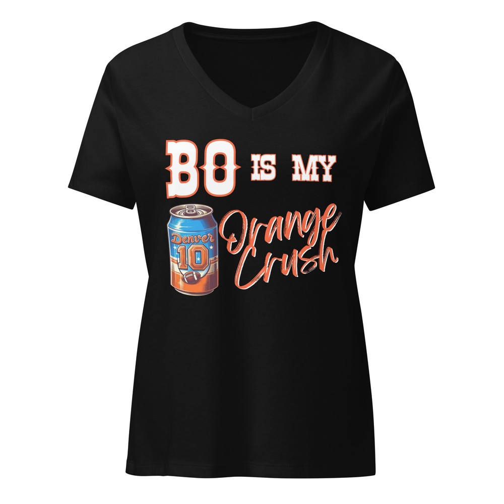 Bo Nix Shirt Womens V Neck Shirt Denver Football Broncos Fan Orange Crush Shirt