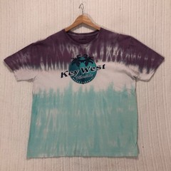 SUNA Key West Florida Tie Dye T-Shirt Beach Paradise Palm Trees Purple Teal