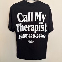 Mens Chinatown Market Black T Shirt Call My Therapist Size Small