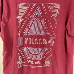 Volcom Men’s Stone Age Large Burgundy Graphic Surf Tee Streetwear