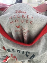 Disney American 1928 Original Unisex Mickey Mouse Gray And Red T Shirt Small