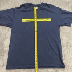 Vintage Microsoft Corporate Promo Tee – Navy Blue Yellow Bar Logo – Size Large