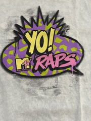 YO MTV Raps Shirt Retro Neon Graphics Hip Hop Music Television Gray Men Large
