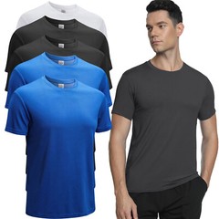 5 Pack Mens Active Athletic T Shirts Gym Running Workout Crew Neck Top Hiking
