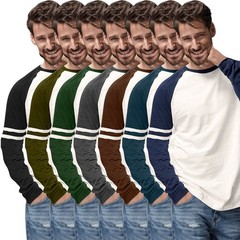 Mens Triblend Long Sleeve Baseball T-Shirt Casual Raglan Plain Contrast L/S Top