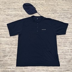 Montbell Wickron Travel Knit Shirt Men’s Medium Crew Navy Pocket Pouch