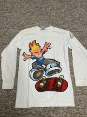 Vintage JNCO Flamehead T-Shirt Y2K Graphic Long Sleeve Skater Size Large