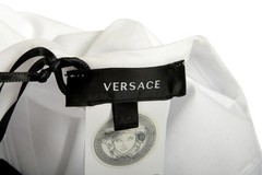 Versace Men’s White Gold Medusa Print V-Neck T-Shirt Versace sz 8 US 2XL IT 56