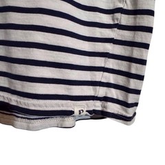 Pact Mens Large Blue White Stripe Ringer Tee T-Shirt Short Sleeve Organic Cotton