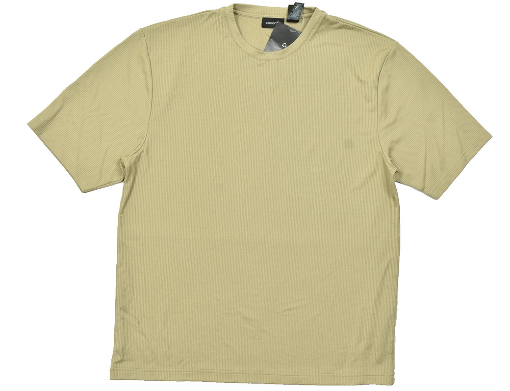 Claiborne Men’s XXL Beige Ribbed Short Sleeve Crew Neck T-Shirt Rayon Blend NEW