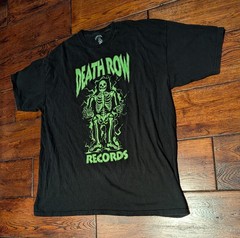 Death Row Records Men’s Black Glow In The Dark Skeleton Logo Rap Hip Hop – 2XL