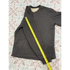 LIV Outdoor Mens Waffle Knit Sherpa Lined Henley Shirt Charcoal Gray Large