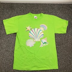 Vintage 1989 Seashells T-Shirt Anvil Green 80s Graphic Mens Medium