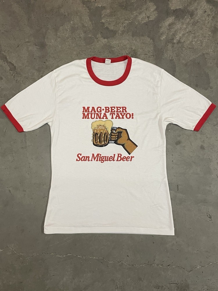 Vintage Mag Beer Muna Tayo San Miguel Beer Tagalog Philippines Ringer Tee Large