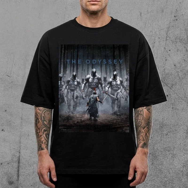 The Odyssey 2026 Movie Graphic T-Shirt Unisex Cotton Retro Film Merch Tee Black